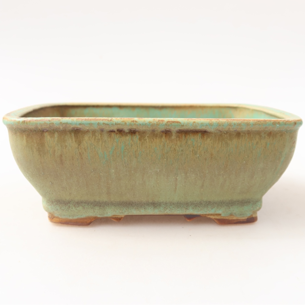 Bonsaischaal van keramiek 15 x 12,5 x 5,5 cm, groen