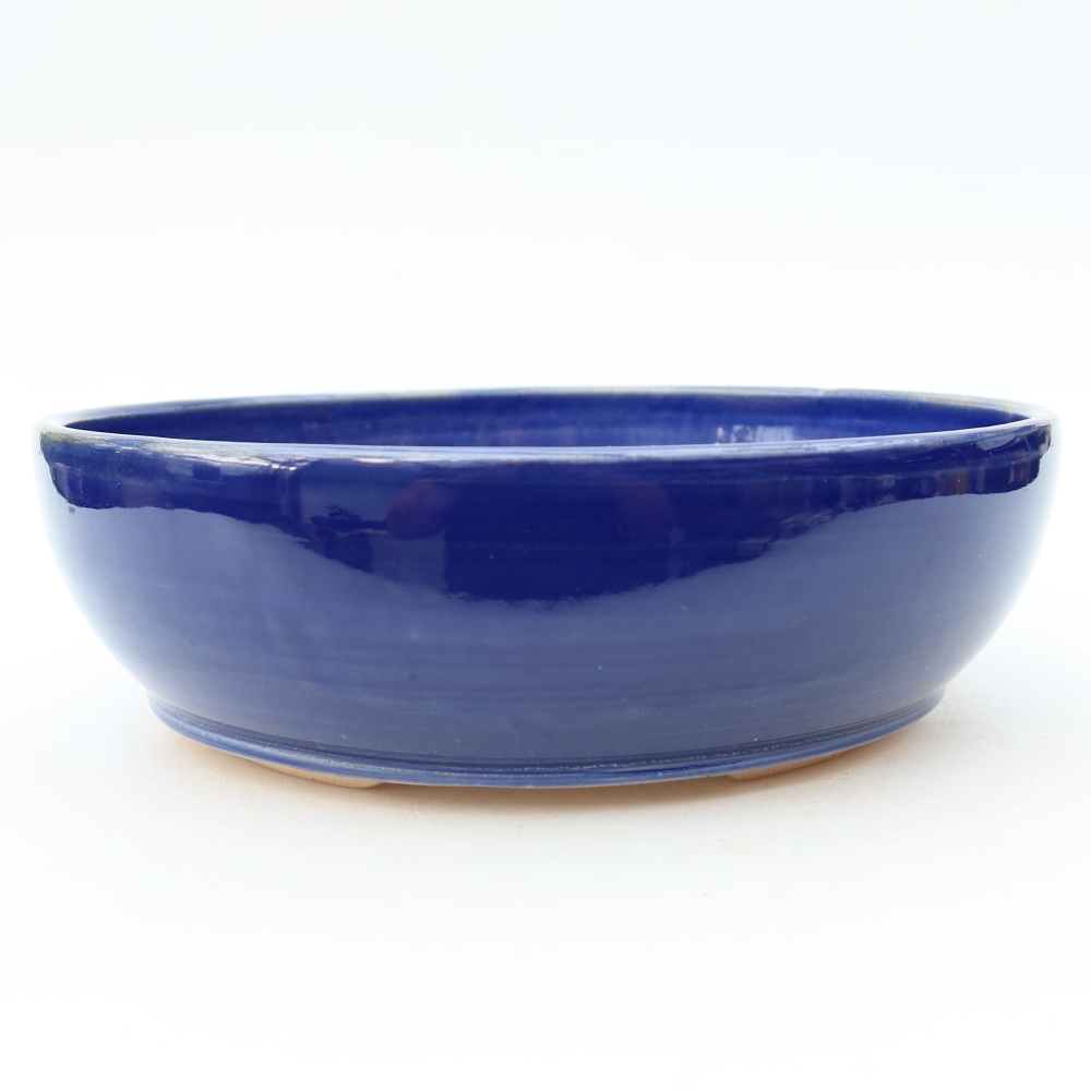 Bonsaischaal van keramiek 20 x 20 x 6 cm, kleur blauw