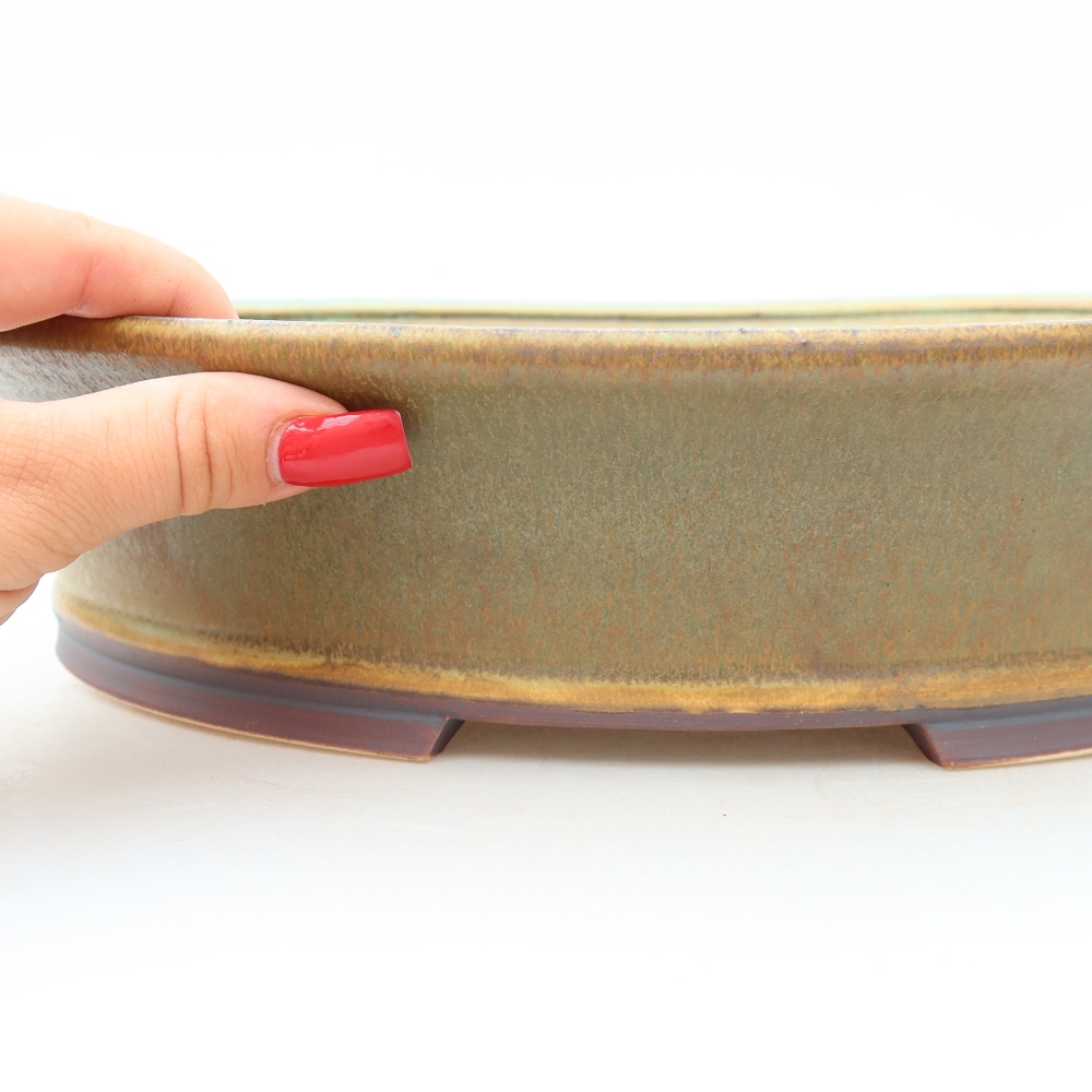 Bonsaischaal van keramiek 26,5 x 24 x 5,5 cm, groen