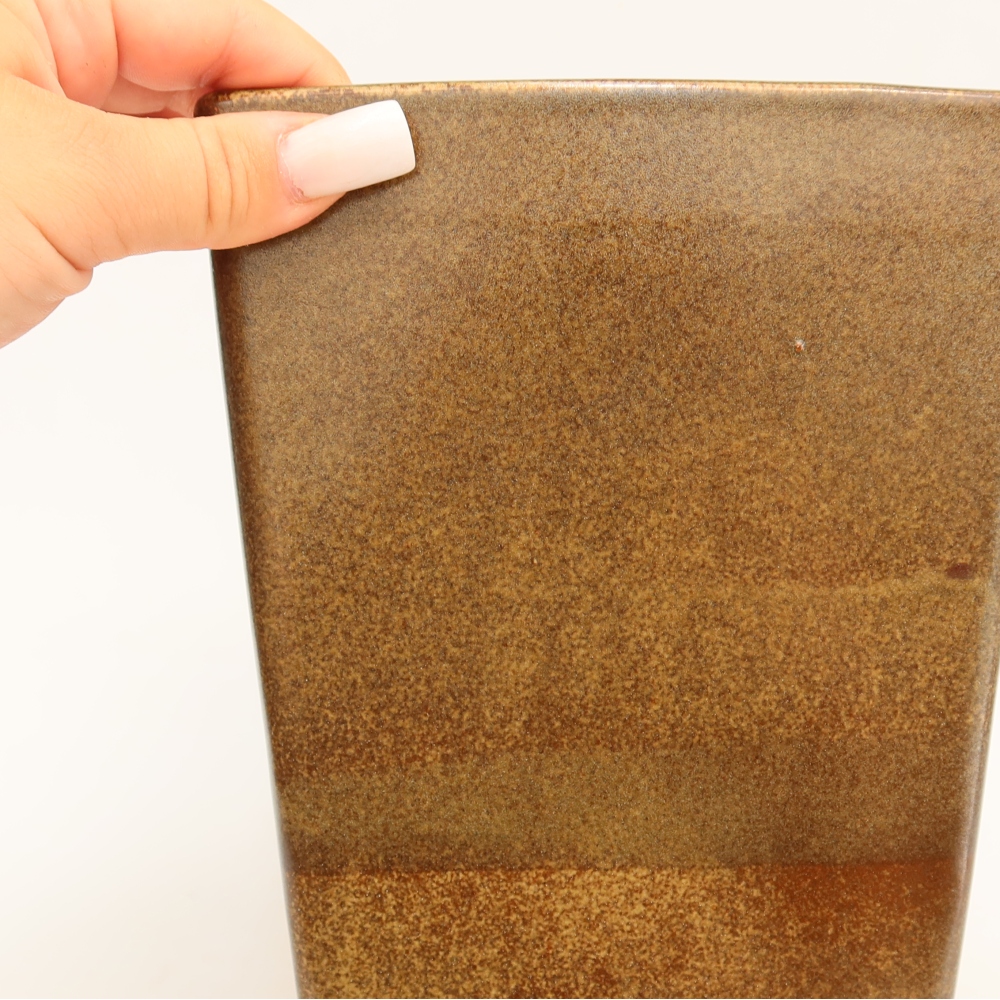 Keramische bonsaipot 15,5 x 15,5 x 19 cm, kleur bruin