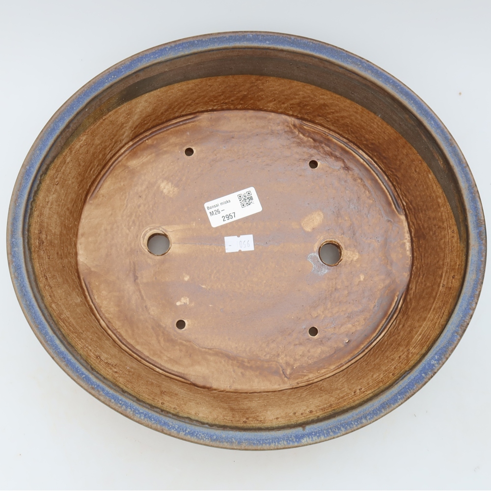 Bonsaischaal van keramiek 26,5 x 24 x 5,5 cm, kleur blauw