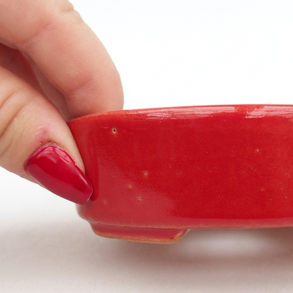 Bonsaischaal van keramiek 26 x 26 x 8 cm, kleur rood