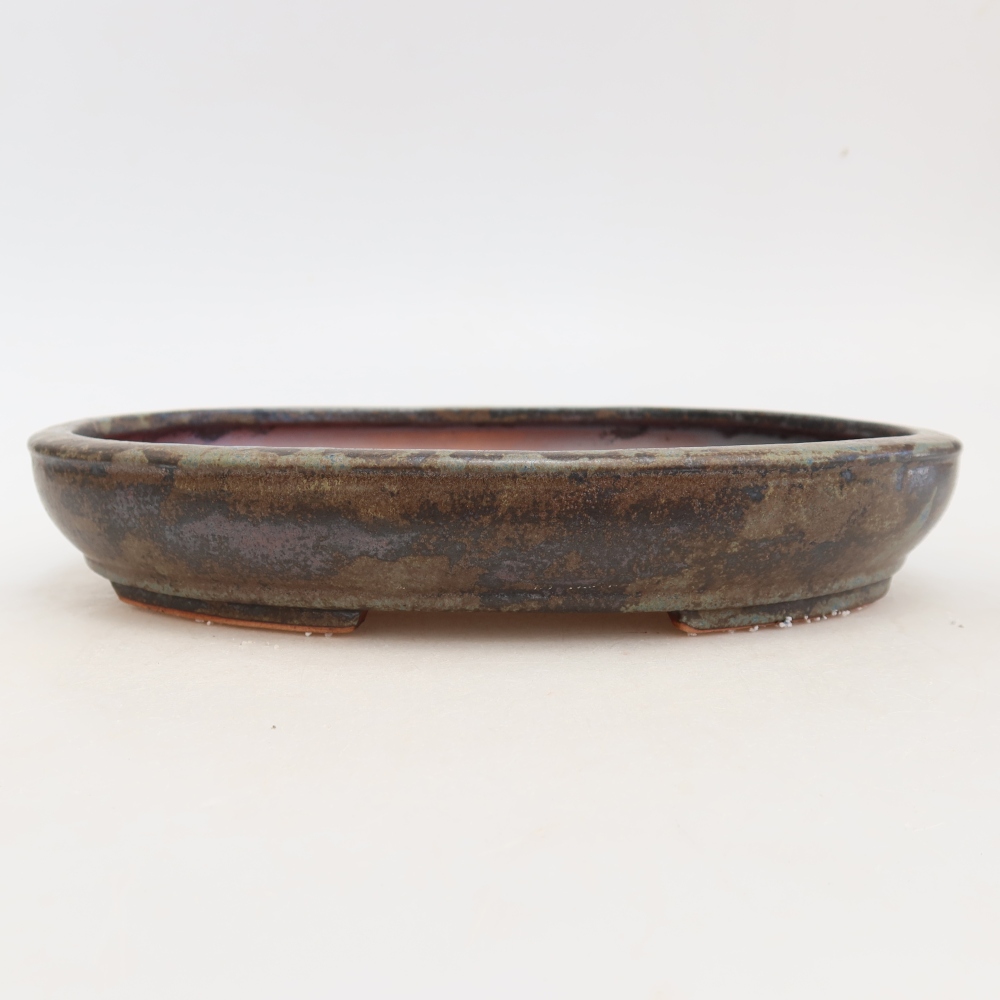 Bonsaischaal van keramiek 24,5 x 20 x 4 cm, bruin