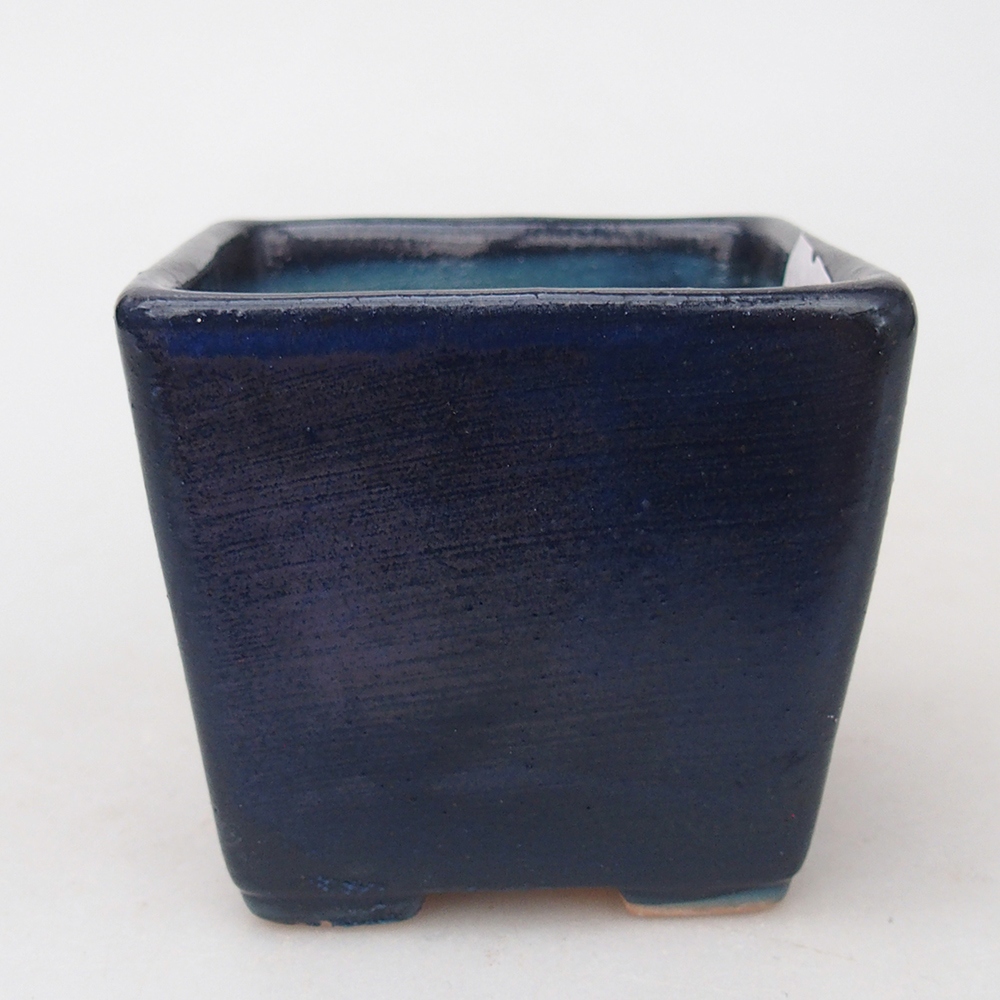 Bonsaischaal van keramiek 7,5 x 7,5 x 7 cm, kleur blauw