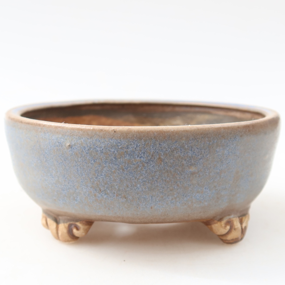 Keramische bonsaischaal 10,5 x 10,5 x 4 cm, kleur: blauw