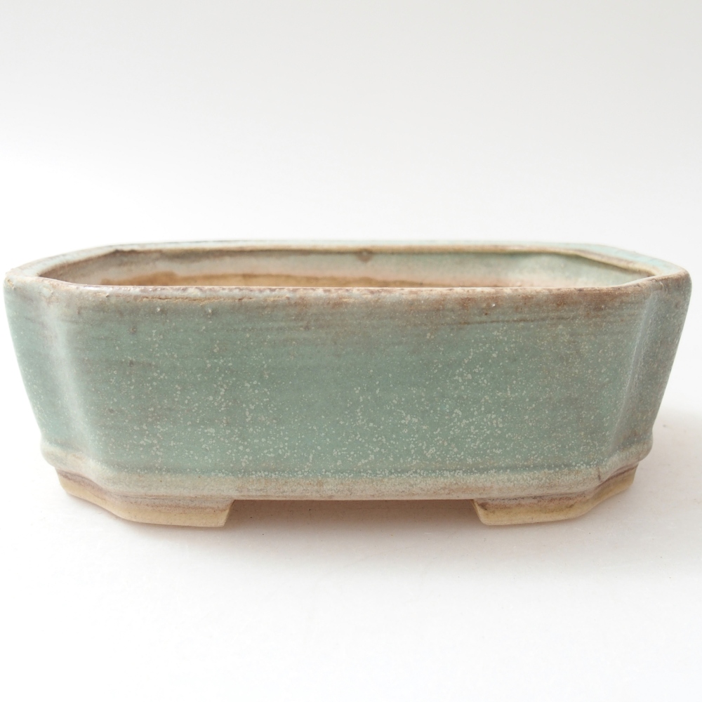 Bonsaischaal van keramiek 14 x 12 x 4,5 cm, groen