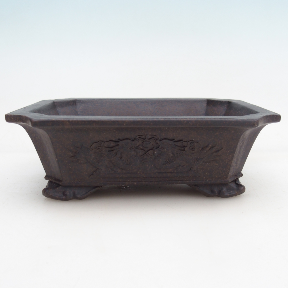 Bonsaischaal van keramiek 16 x 12 x 5 cm, okerbruin