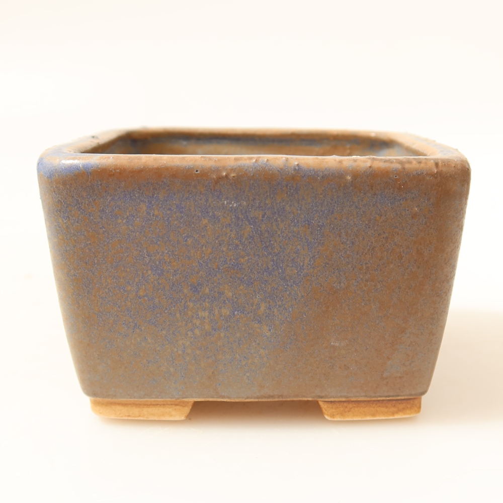 Bonsaischaal van keramiek 8,5 x 8,5 x 5,5 cm, kleur blauw