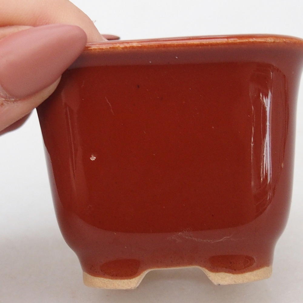 Bonsaischaal van keramiek 6,5 x 6,5 x 4,5 cm, bruin