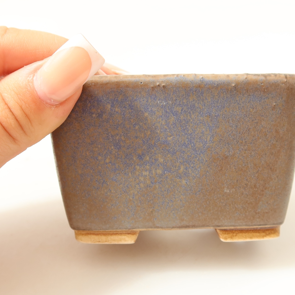 Bonsaischaal van keramiek 8,5 x 8,5 x 5,5 cm, kleur blauw