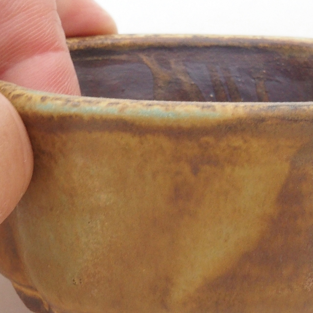 Bonsaischaal van keramiek 10 x 8,5 x 4 cm, bruin