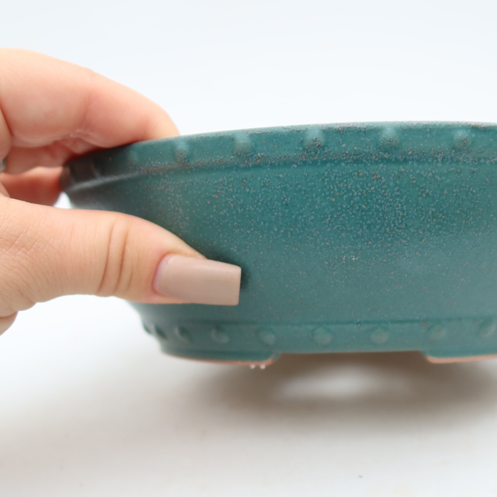Bonsaischaal van keramiek 18 x 18 x 5,5 cm, kleur blauw