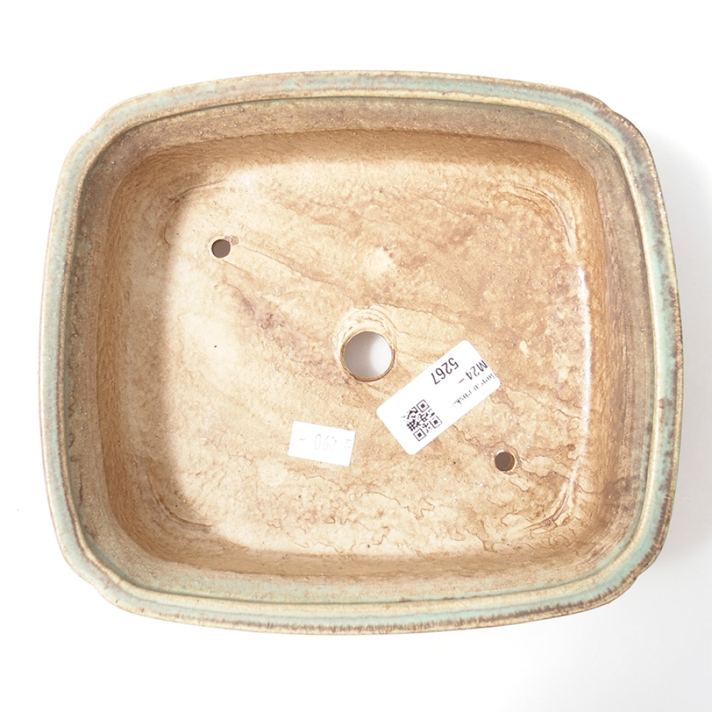 Bonsaischaal van keramiek 19,5 x 16,5 x 6 cm, groen