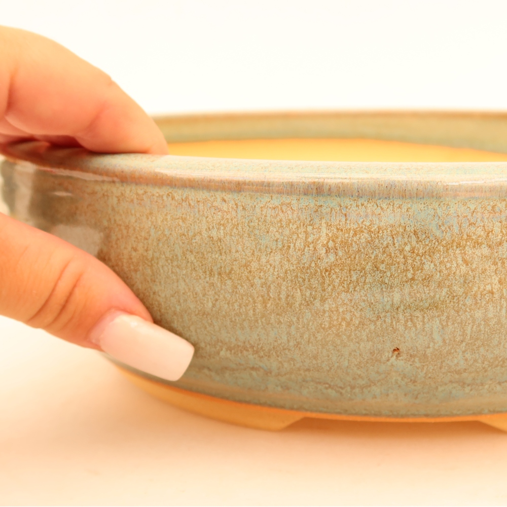 Keramische bonsaipot 26,5 x 26,5 x 7 cm, kleur groen