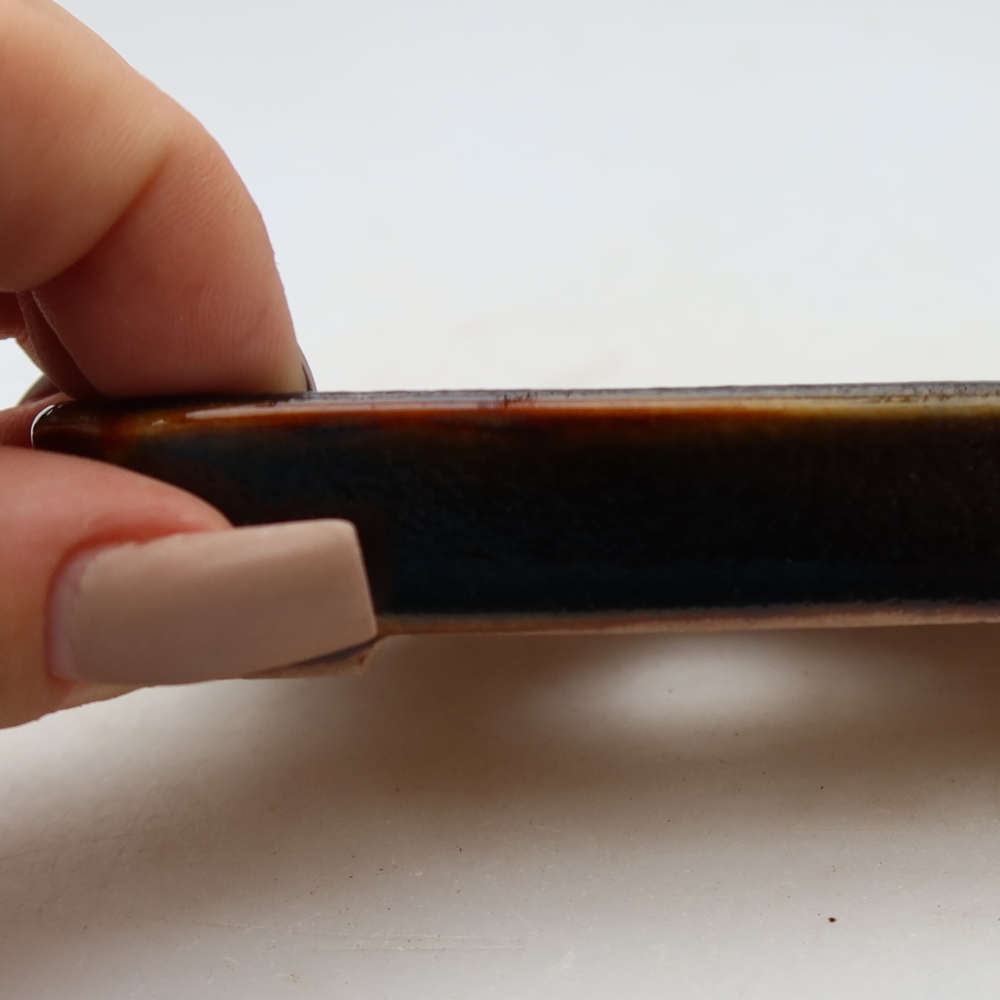 Keramische bonsai-schaal 10 x 8 x 2 cm, kleur bruin