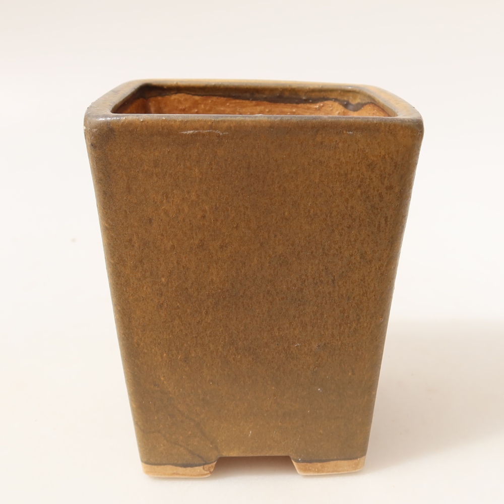 Keramische bonsaipot 8,5 x 8,5 x 10,5 cm, kleur bruin