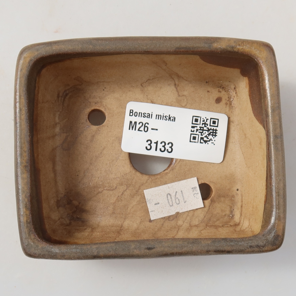 Bonsaischaal van keramiek 9,5 x 7,5 x 3,5 cm, bruin
