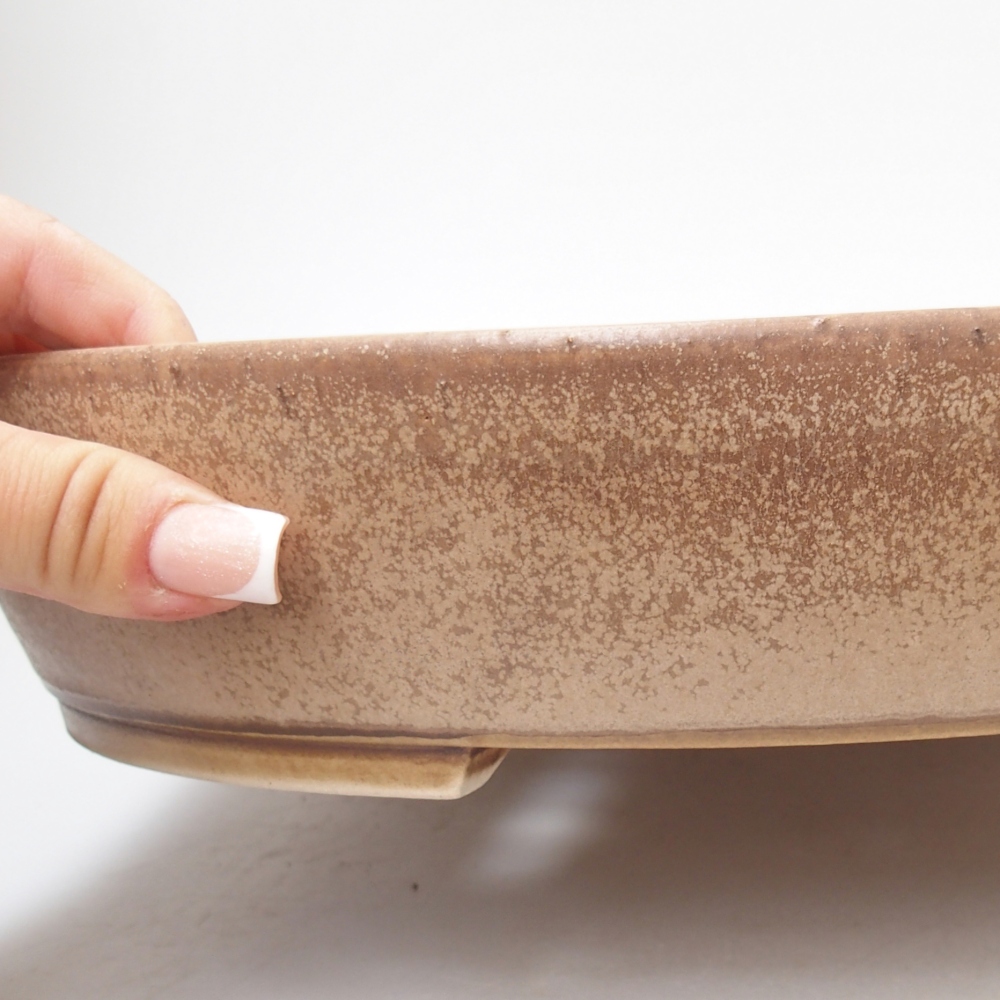 Bonsaischaal van keramiek 31,5 x 27,5 x 6 cm, kleur beige