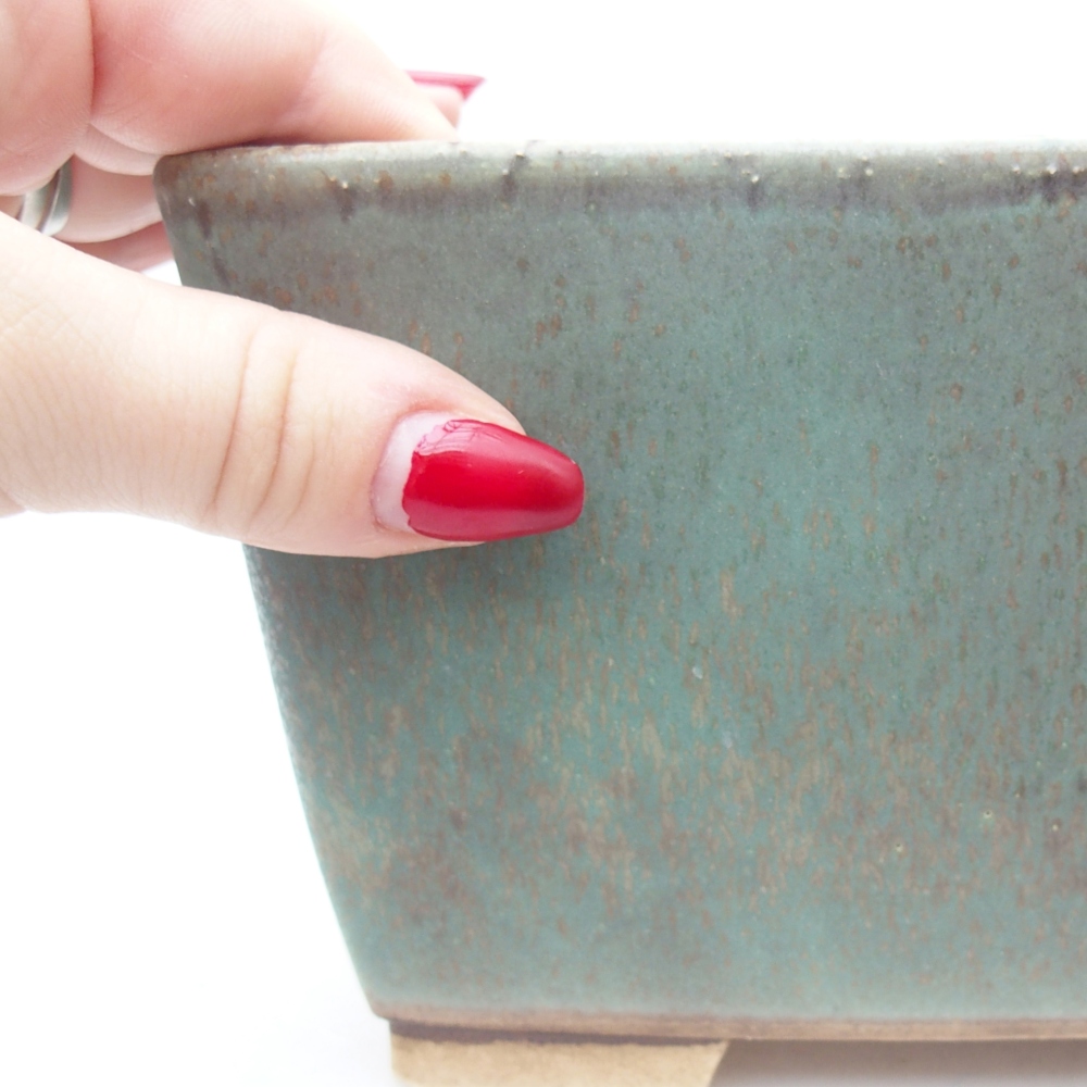 Bonsaischaal van keramiek 16 x 16 x 10 cm, groen