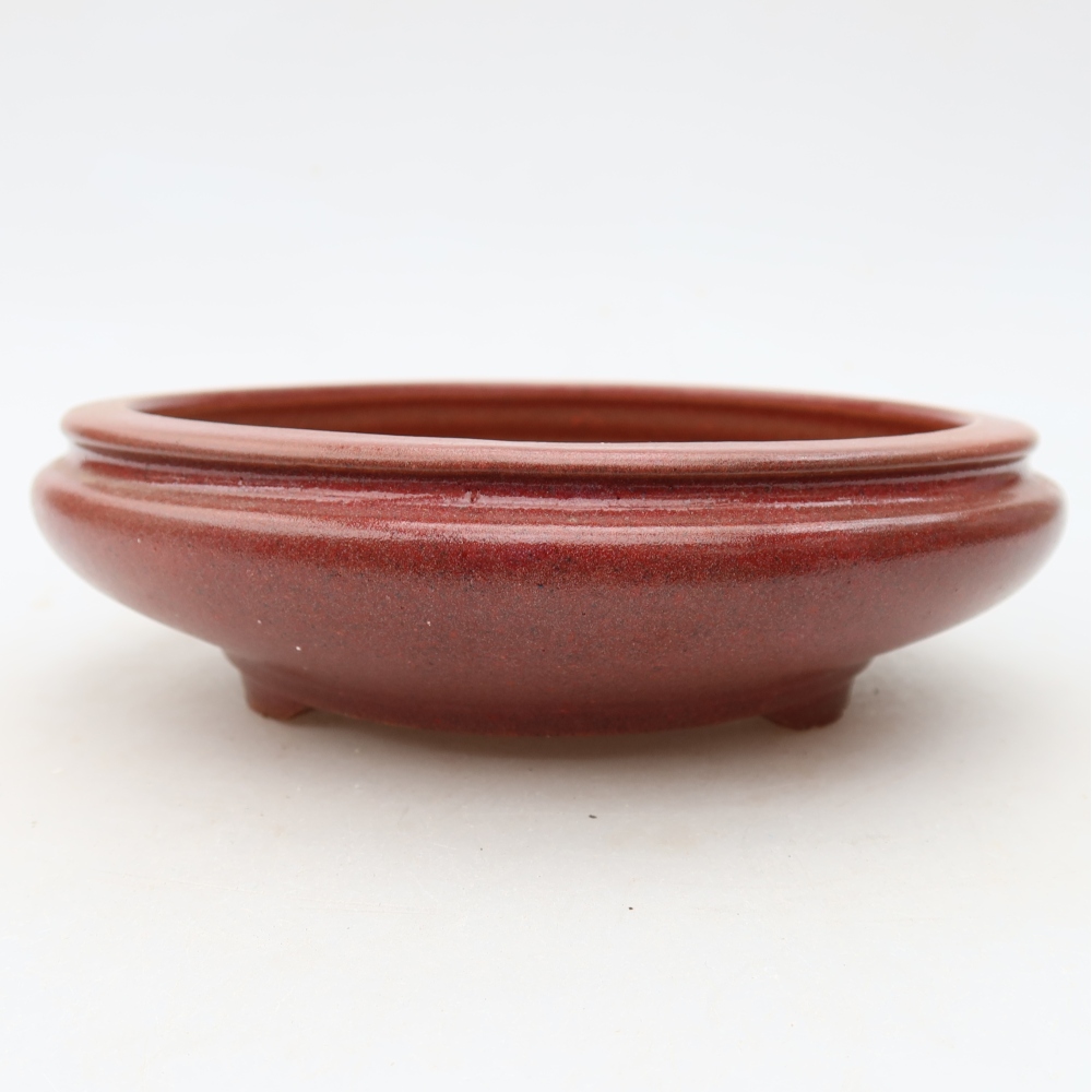 Keramische bonsaipot 15 x 15 x 5 cm, kleur: wijnrood