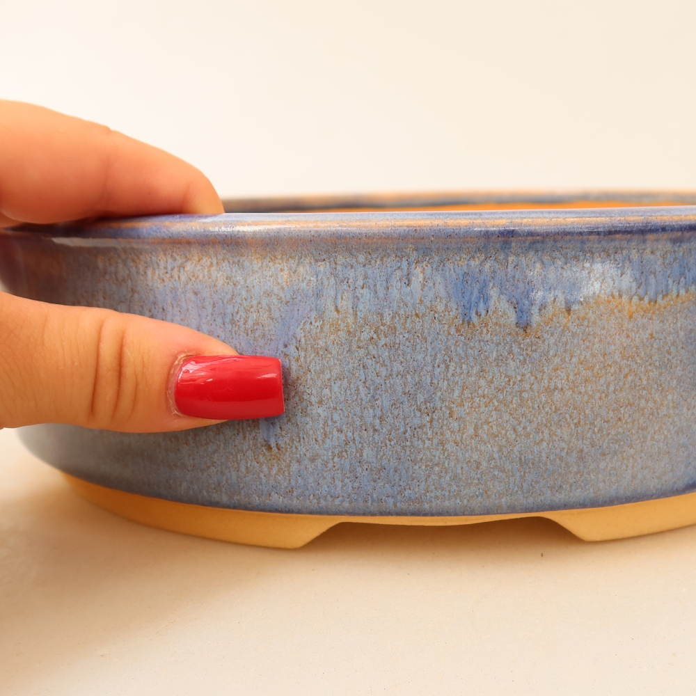 Keramische bonsai-schaal 23 x 23 x 6,5 cm, kleur: blauw