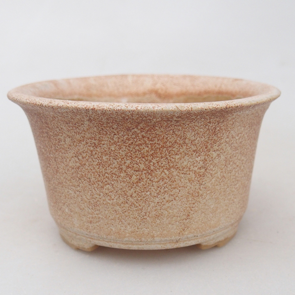 Bonsaischaal van keramiek 9 x 9 x 5 cm, kleur beige