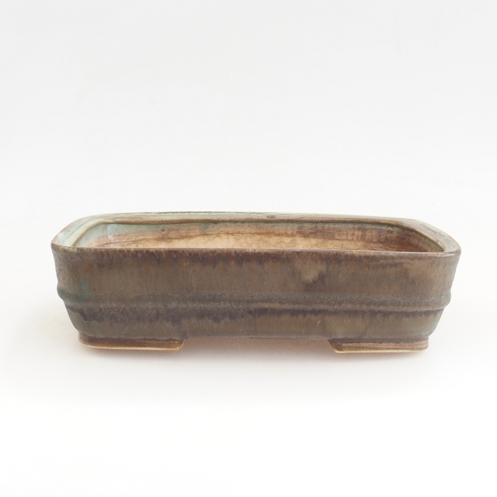 Bonsaischaal van keramiek 21,5 x 17,5 x 5,5 cm, groen