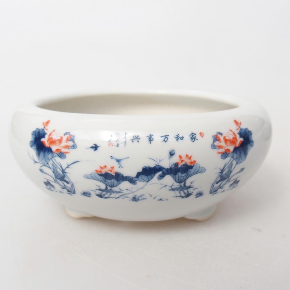 Bonsaischaal van keramiek 10 x 10 x 5 cm, kleur wit