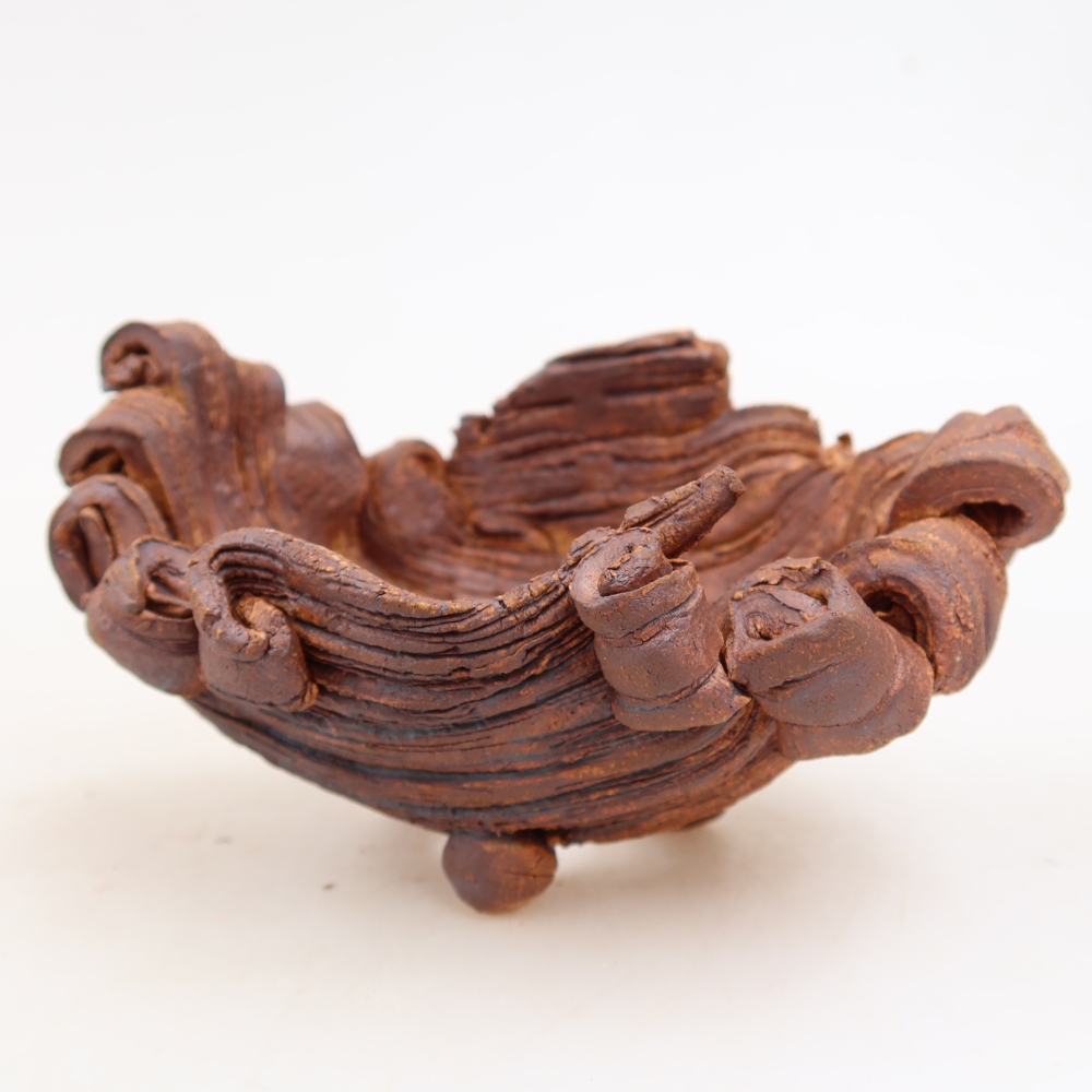 Keramische schaal  11,5 x 8,5 x 6,5 cm, kleur bruin