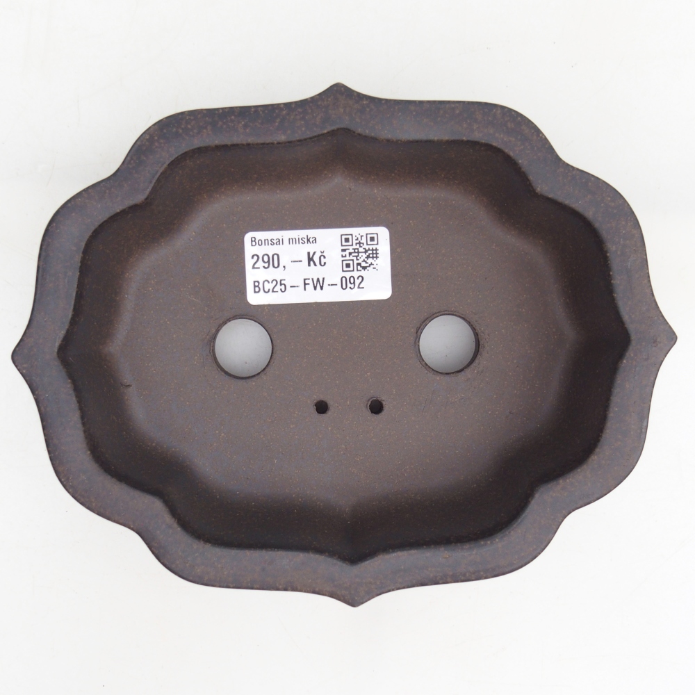Bonsaischaal van keramiek 16,5 x 13 x 4 cm, kleur okerbruin