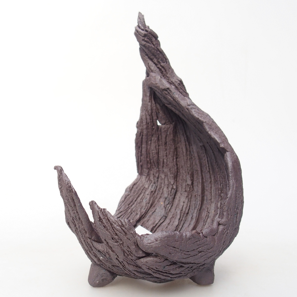 Keramische schaal 10 x 8 x 14,5 cm , metaalkleur