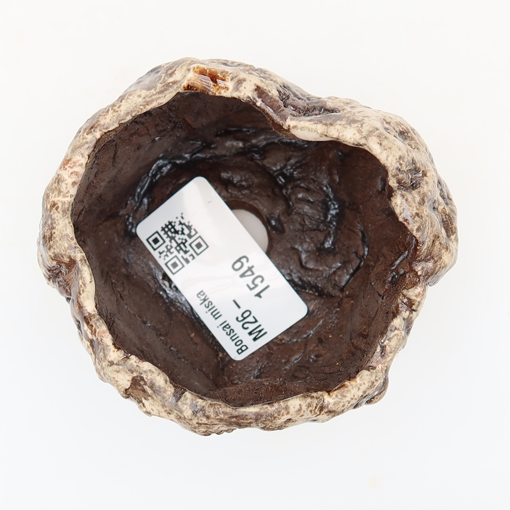 Keramische schaal  6,5 x 5,5 x 6 cm , bruin-witte kleur