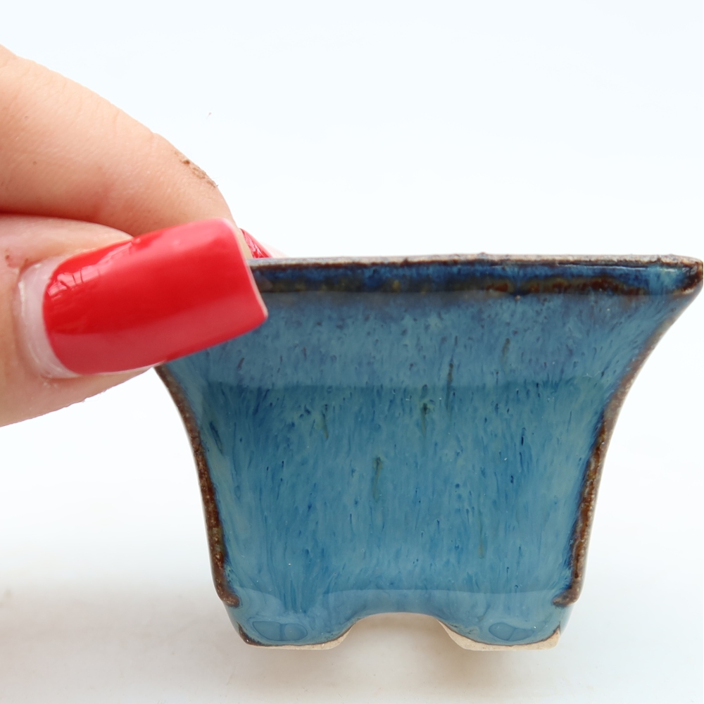 Keramische bonsaischaal 5,5 x 5,5 x 4 cm, kleur: blauw