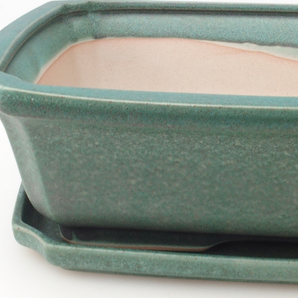 Bonsai kom + schotel H07 - 30 x 20,5 x 8 cm - groen