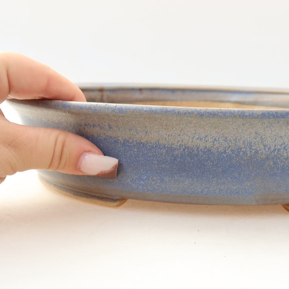 Keramische bonsaipot 26 x 24 x 6 cm, kleur: blauw