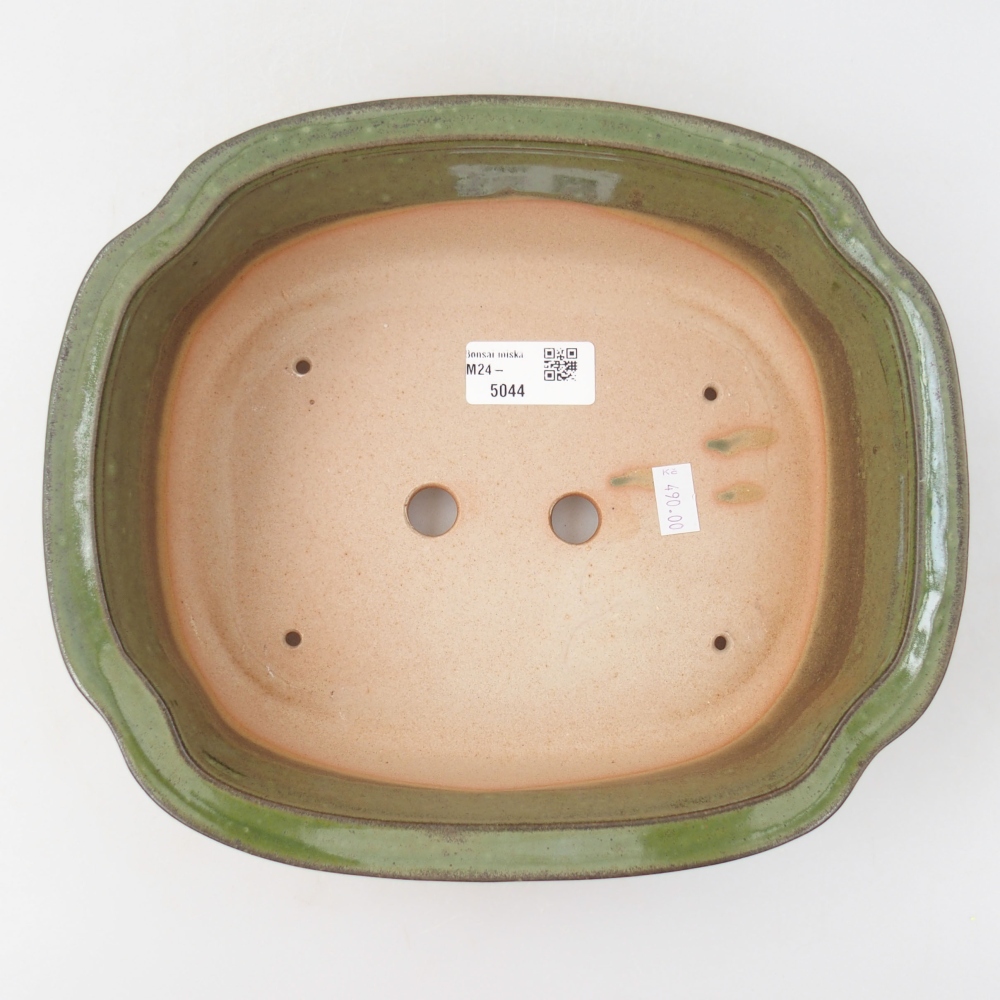 Bonsaischaal van keramiek 24,5 x 21 x 7 cm, groen