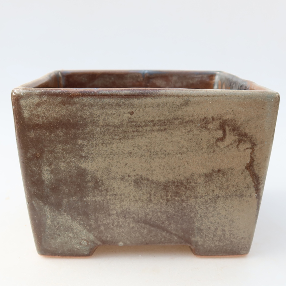 Keramische bonsaipot 15,5 x 15,5 x 11 cm, kleur bruin