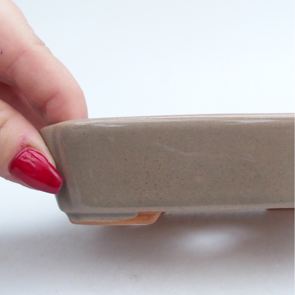 Bonsaischaal van keramiek 26 x 26 x 8 cm, kleur rood