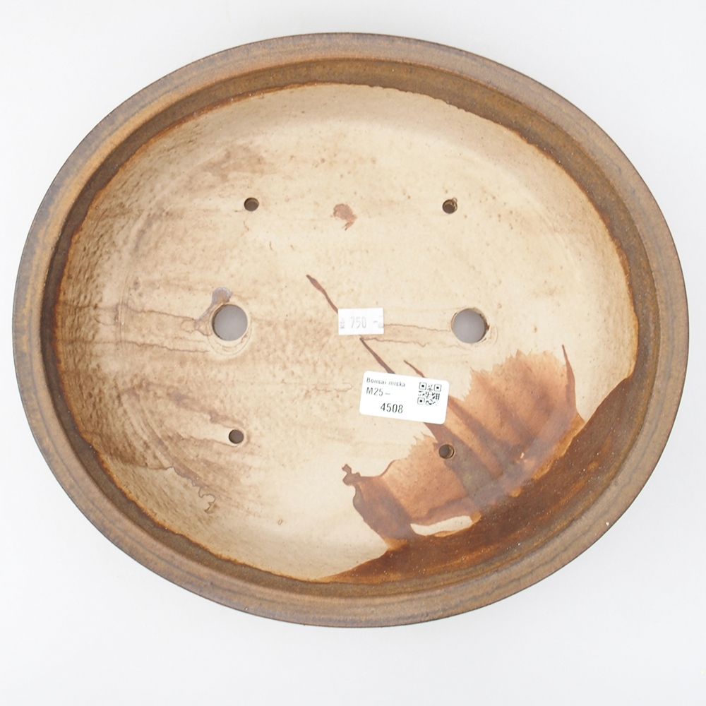 Bonsaischaal van keramiek 25,5 x 28,5 x 5,5 cm, bruin