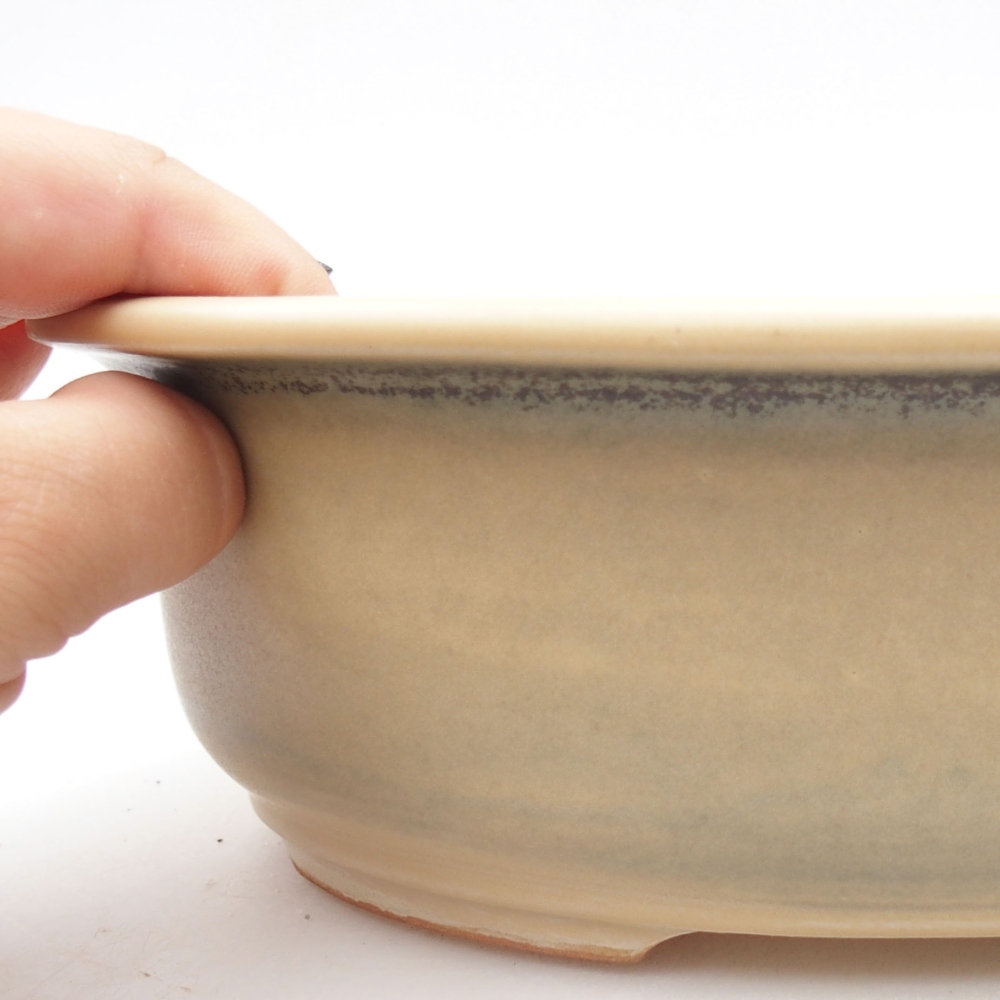 Bonsaischaal van keramiek 23 x 19,5 x 7 cm, kleur beige