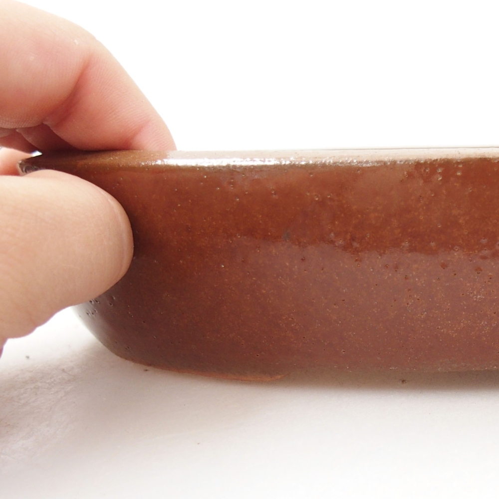 Bonsaischaal van keramiek 22 x 16,5 x 4 cm, bruin