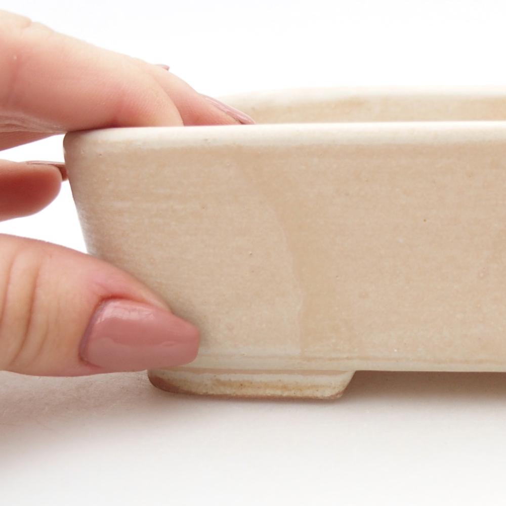 Bonsaischaal van keramiek 15 x 12 x 4,5 cm, kleur beige