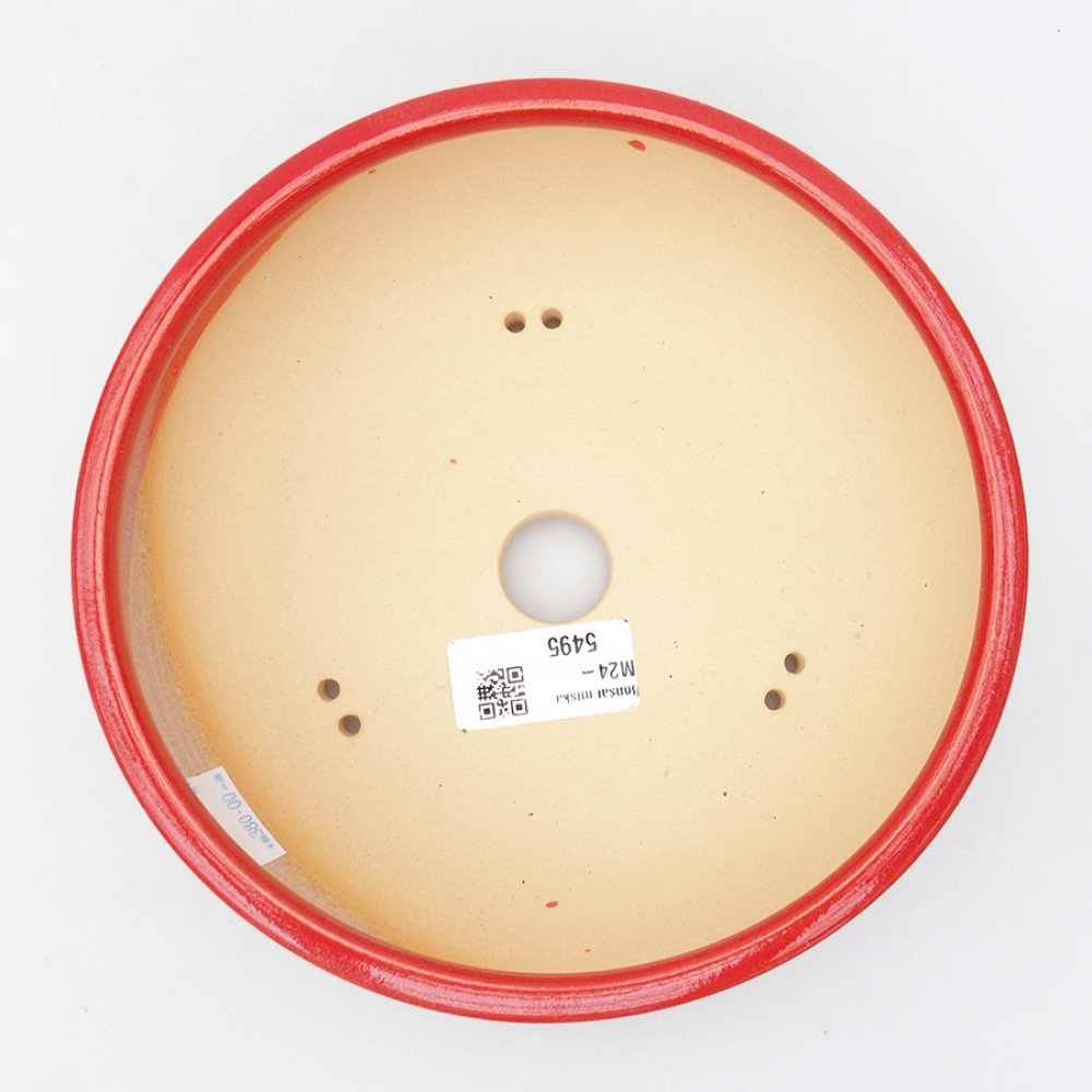 Bonsaischaal van keramiek 18,5 x 18,5 x 6 cm, kleur rood