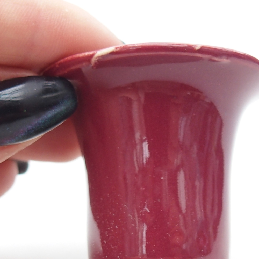 Mini bonsaischaal 4,5 x 4,5 x 4 cm, kleur bordeauxrood