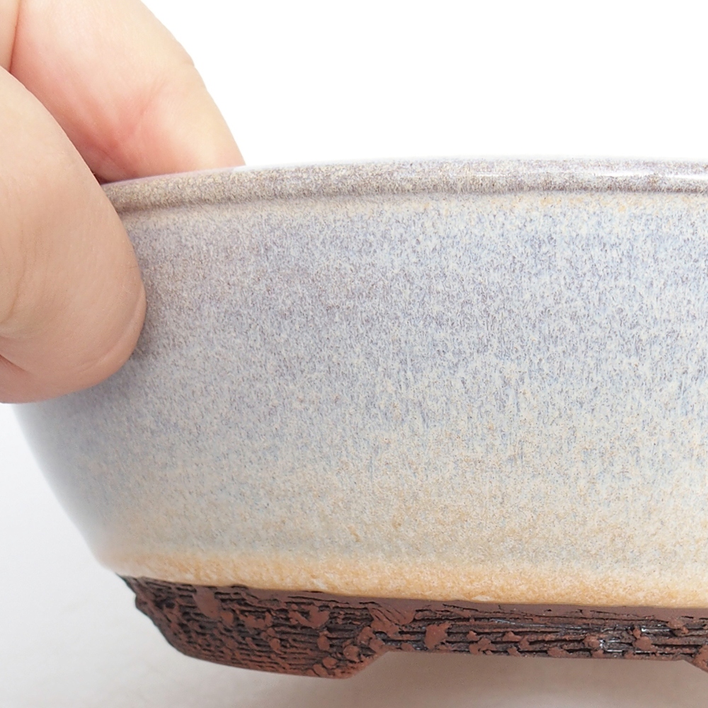 Bonsaischaal van keramiek 19,5 x 19,5 x 6,5 cm, kleur blauw