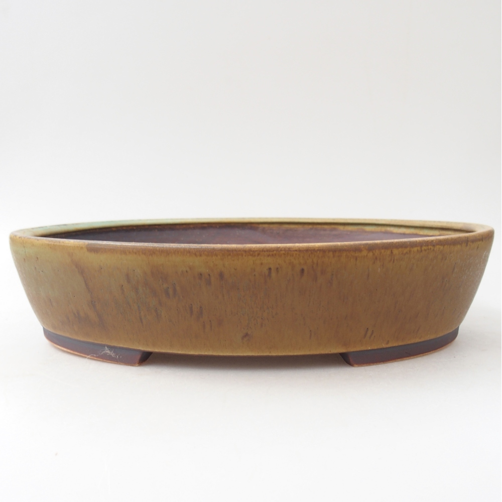 Bonsaischaal van keramiek 28,5 x 25 x 6 cm, groen