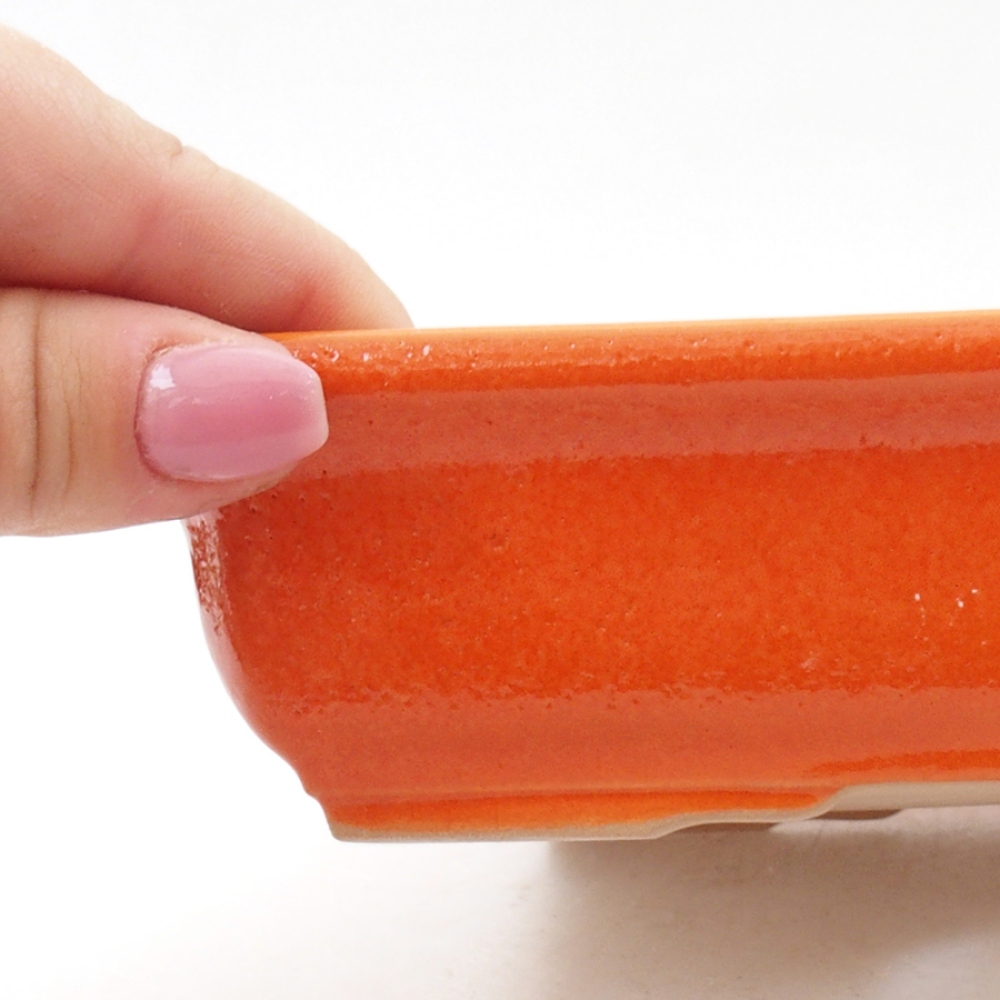 Bonsaischaal van keramiek 17,5 x 13 x 4 cm, oranje