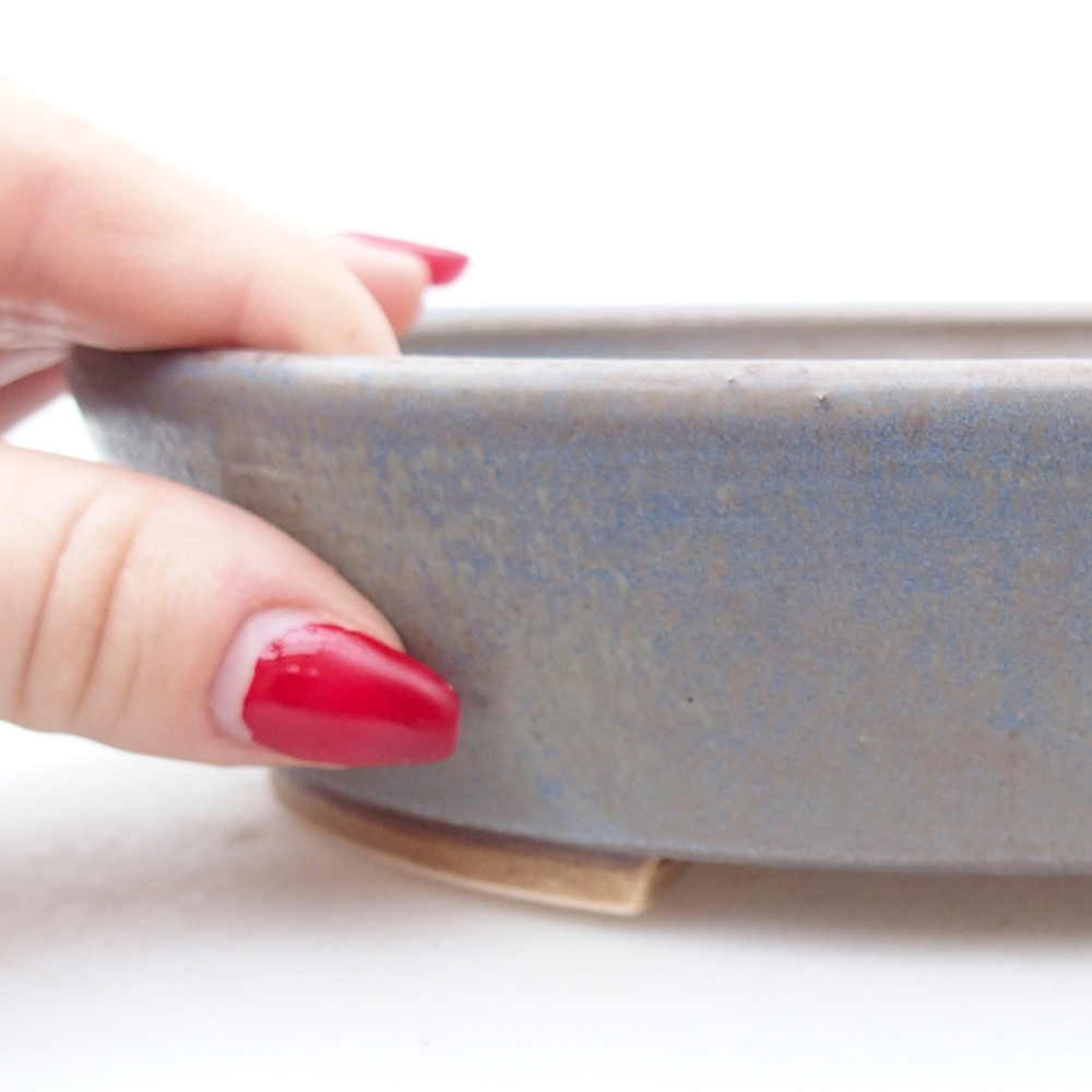 Bonsaischaal van keramiek 18,5 x 16,5 x 4,5 cm, kleur blauw