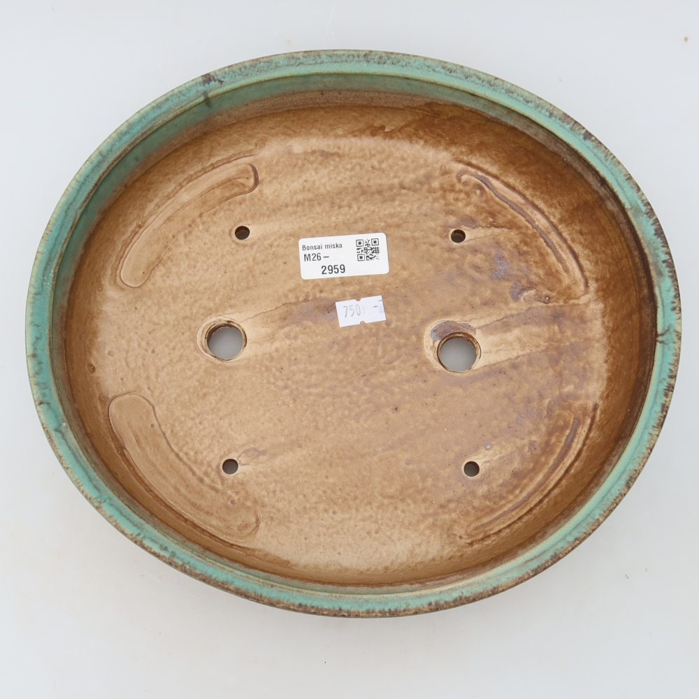 Keramische bonsaipot 27 x 24 x 5,5 cm, kleur: groen