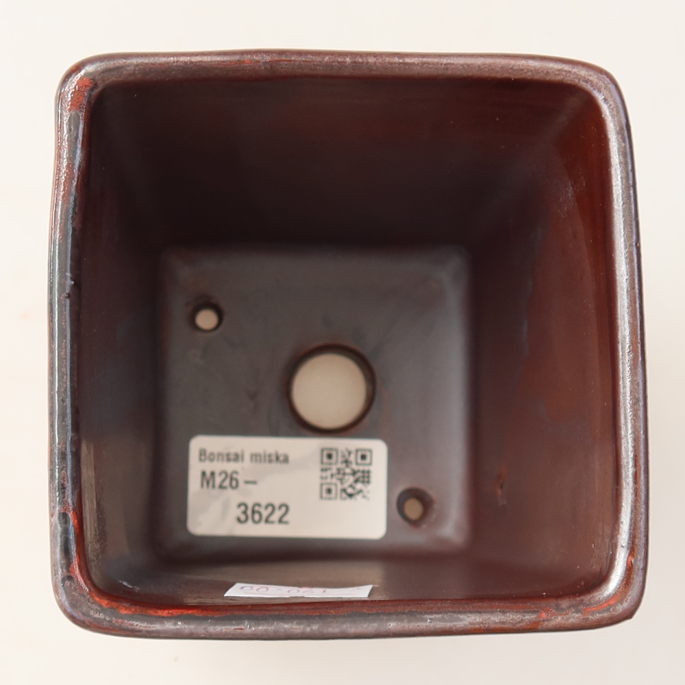 Keramische bonsaischaal 9 x 9 x 11,5 cm, kleur bruin